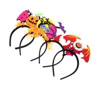 FOMIYES 4pcs Halloween Neon Glow Headbands Lightweight Nonwoven Fabric Pumpkin Bat Moon Design Party Accessories for Women Family Gatherings