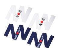 FOMIYES 4pcs Japanese Warrior Headband Set, White Certain Victory Tie Back and Blue Pattern Karate Headwraps for Martial Arts, Cooking, and Themed Parties