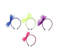 FOMIYES 4Pcs Lace Bow Hairbands for Women Lightweight Hairband Ornaments Adorable Headdress Accessories in Purple Neon Green and Royal Blue for Parties and Daily Wear