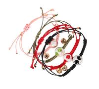 FOMIYES 4pcs Maneki Neko Cat Bracelet Cute Ceramic Beads with Woven String Handmade Lucky Jewelry for Women for Daily Wear Gifting