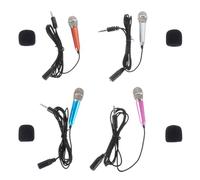 FOMIYES 4pcs Mini Handheld Microphones, Metal Aluminum Alloy Portable Singing Mic, Comfortable to Hold, for Singing and Making Videos with Phones and Tablets