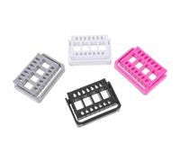 FOMIYES 4pcs Nail Art Drill Bits Organizer Storage Box for Salon Manicure Grinding Head Holder Accessories in White Grey