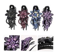 FOMIYES 4pcs Ponytail Hair Claw Clips with Rhinestone Flower Design Non-slip Duckbill Hair Accessory for Women Material Elegant Gradient Violet and Blue Colors