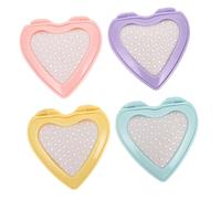 FOMIYES 4pcs Portable Heart-Shaped Folding Hair Brush with Mirror Mini Cute Scalp Massage Comb for Girls Travel-Friendly Compact Hairbrush in Pink Blue Purple Yellow