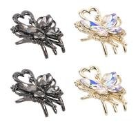 FOMIYES 4pcs Rhinestone Butterfly Claw Hair Clips Small Metal Jaw Clips for Women Sparkly Decorative Mini Barrettes with Firm Grip Fashion Accessories for Thin and Thick Hair