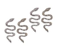 FOMIYES 4pcs Rhinestone Snake Nail Art Decor, 3D Alloy Manicure Accessories Set Gold and Silver Snakes for Women Nail DIY Craft