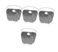 FOMIYES 4pcs Santa Claus Fake Beard Costume Prop Realistic Gray Santa Beard for Christmas Parties Comfortable Material with Elastic Band for Holiday Dress Up and Cosplay