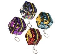 FOMIYES 4pcs Sequin Zippered Coin Purse Small Wallet for Women Portable Change Bag with Key Storage Lightweight Mini Pouch for Daily Use Random Color Random Color