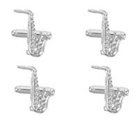 FOMIYES 4pcs Silver Copper Saxophone Brooch Pin Featuring Fine Embossed Metal and Polished Detail, for Music Lovers and Choir Members to Wear on Hats or Choir Uniforms during Rehearsals