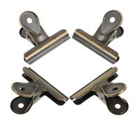 FOMIYES 4pcs Small Antique Metal Binder Clips, 65mm Retro Bulldog Paper Organizer Clamps for Office, School, Home Use, Compatible Push Pins and Food Bag Sealing