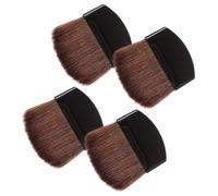 FOMIYES 4pcs Small Blush Brush and Powder Makeup Brush Set Mini Flat Facial Brown Bristles and Black Handles for Precise Cheek Blush and Loose or Pressed Powder Application