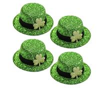 FOMIYES 4pcs St Patricks Mini Top Hat Hair Clips Glitter Irish Green Sequin Hairpins Comfortable Party Favors for Women Saint Patrick S Day Celebration Accessories