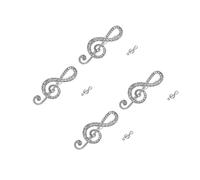 FOMIYES 4pcs Stylish Alloy Rhinestone Music Note Brooch Pin for Men and Women Unisex Musical Instrument Lapel Pin Versatile Silver Tone Accessory for Suits Weddings Concerts and Formal