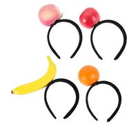 FOMIYES 4pcs Tropical Fruit Headband Set for Hawaiian Luau Parties, Party Headband Orange, Apple, Banana, and Peach, Tropical Themed Headpiece for Costume Dress up and Event Accessories