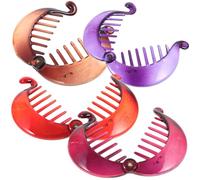 FOMIYES 4pcs Vintage Banana Hair Clips for Women Durable Ponytail Holders Non Damaging Grip Hair Accessories Red Purple Wine Brown Styling