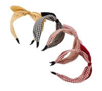 FOMIYES 4pcs Wide Plaid Bowknot Headbands Soft Wide Hair Bands for Women Comfortable Non-pressure Fit Stripe Boho Hair Accessories for Casual Outfits Special Occasions