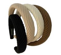 FOMIYES 4pcs Wide Soft Lambswool Headbands for Women Lightweight Fabric Hair Bands Autumn Winter Accessories Non Fading Headdresses for Short Curly Wavy Hair