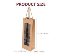 FOMIYES 4pcs Wine Bottle Carrier Paper Bags with Handle Window Wrap Bags 12.5x8.5x36cm Kraft White Black Silver for Birthday Party