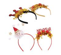 FOMIYES 4pcs Year's Party Headband Happy Year Sequin Headband for Eve Party Celebrations Tinsel Hairband for Holiday Women Men