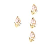 FOMIYES 4pcs Zircon Tulip Brooch Pin for Women Gold Plated Floral Pearl Jewelry Sparkly Rhinestone Accent Compact Chic Design for Weddings Parties and Everyday Wear