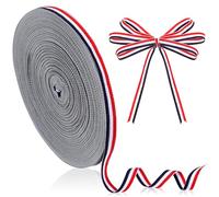 FOMIYES 50 Metres Striped Polyester Ribbon, 1cm Wide Red White Blue Webbing Roll for British Union Jack Crafts, DIY Sewing, Wedding Gift Wrapping & Party Decoration Spool