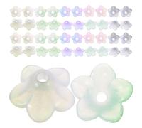 FOMIYES 500pcs Acrylic Flower Beads Set Colorful Gradient Trumpet Lily Beads for DIY Jewelry Making Loose Unique for Bracelets Necklaces Craft Accessories in Pastel Blue Purple Yellow Pink