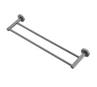 FOMIYES 50cm Wall-Mounted Double Towel Rack in Starry Grey Round Base Copper Bathroom Holder for Hand Towels and Bath Space-Saving Bathroom Wall Hanger