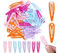 FOMIYES 50pcs Candy Color Hair Clips with Blank Plain Pad, Snap Hair Clips with Round Pad, DIY Craft Hair Barrettes for Kids Women Girls