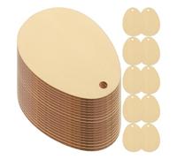 FOMIYES 50Pcs Decorative Wood Chips Egg Shape with Hole 2.36 Inch Log Slices for DIY Easter Craft Wooden Ornaments Christmas Tags and Wall Mounts