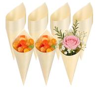 FOMIYES 50pcs Disposable Biodegradable Wooden Ice Cream Packing Cones 9cm X 13cm Safe Party Candy Cone Cups for Single Use Dessert Serving