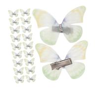 FOMIYES 50pcs Light Green Double Layer Chiffon Butterfly Hair Clips for Women Secure Non-slip Alligator Barrettes for Wedding Halloween Cosplay and Everyday Styling
