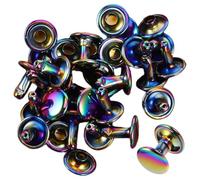 FOMIYES 50pcs Rainbow Double Cap Metal Rivets 9x8mm Round Rapid Leathercraft Studs for Handbags Shoes Belts DIY Decoration Fasteners for Craft Repairs