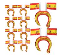 FOMIYES 50pcs Spanish Flag Inflatable Headband Balloon Hairbands Patriotic Sports Party Decorations National Day Celebration Handsfree Festive Fun Accessories