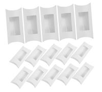 FOMIYES 50pcs White Pillow Window Boxes for Candy Sweets Bakery Treats and Jewelry Packaging Sturdy Reusable Paper Display Cases for Food and Chocolate