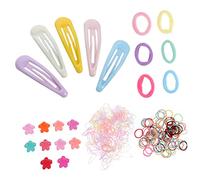 FOMIYES 565pcs Boys and Girls Hair Ties Girls Hair Rope and Snap Clips Flower Gripper Cute Rubber Bands for Little Party School Daily Use