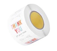 FOMIYES 5cm Round Colorful Self-Adhesive Thank You Stickers Roll 500 Pieces Decorative Sealing Labels for Packaging and Order Sealing