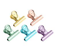 FOMIYES 5pcs 40mm Stainless Steel Multi-Function Binder Clips Paper Clamps Office File Document Fasteners Mixed Colors for Home and School Use Random Color
