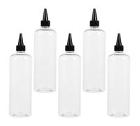 FOMIYES 5pcs 500ml Pet round Shoulder Squeeze Bottles with Pointed Black Caps, Hair Dye Applicator Bottles for Precise Sauce and Hair Color Application, Refillable Containers for Beauty