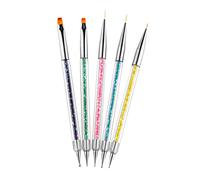 FOMIYES 5pcs Dual-ended Nail Art Line Painting Pens for DIY Manicure Fine Detail Liner Brushes for Gel Polish Dotting Floral Pattern Nail Design Suitable for Home and Professional Salon