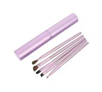 FOMIYES 5pcs Eyeshadow Brush Set with Purple Small Natural Hair Bristles in Aluminum Case, Blending Cosmetic Eye Makeup Tools for Women and Girls, Suitable for Daily and Professional Use