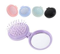 FOMIYES 5PCS Foldable Pocket Hair Brush with Mirror Compact Round Massage Comb for Men and Women Portable Mini Travel Hairbrush with Gentle Detangling Bristles and Stylish Purse Accessory