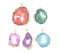 FOMIYES 5pcs Natural Agate Stone Pendants Mixed Colors Irregular Crystal Geode Charms for DIY Jewelry Making Supplies and Craft Decoration