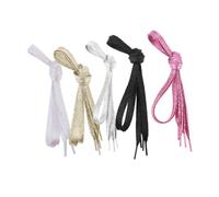 FOMIYES 5PCS Pearlescent Flat Shoelaces Colorful Metallic Glitter Shoe Laces for Men Women Sneakers Trainers Replacement Strings in Light Gold Pink White Black Silver