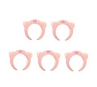 FOMIYES 5pcs Pink Plush Pig Headband Soft Fluffy Animal Ears Hairband for Women Cosplay Party Festival Makeup Washing Face Accessory