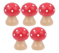 FOMIYES 5pcs Red Mushroom Wooden Mushroom Head Memo Clips Business Card Holders Note Clamps Desktop Decor Office Card Clamp Organizer