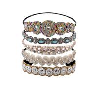 FOMIYES 5pcs Rhinestone Beaded Headbands Handmade Decorative Hairbands for Women Multi-pattern Design Including White Circle Light Pink Green Circles and White Rhinestone Glass Bead and