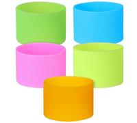FOMIYES 5Pcs Silicone Bottle Sleeve Set for Glass and Ceramic Cups - Anti-Scald, Heat-Resistant Silicone Bands with Textured Colorful Covers for Drinkware Protection and Insulation