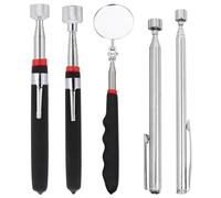 FOMIYES 5pcs Telescoping Magnetic Pickup Tool Set Round Inspection Mirror and LED Light Flexible Extendable Magnet Stick for Auto Repair Under Vehicle Inspection
