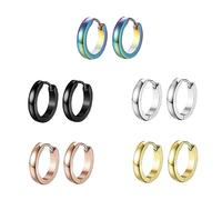 FOMIYES 5pcs Titanium Steel Arc Ear Studs Silver Golden Rose Gold Unique Ear Accessories for Party Birthday Engagement Events