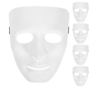 FOMIYES 5pcs White Full Face Halloween Mask for Adults with Adjustable Elastic Band and Easy Wear Plastic Material, for Carnival Costume and Masquerade Party